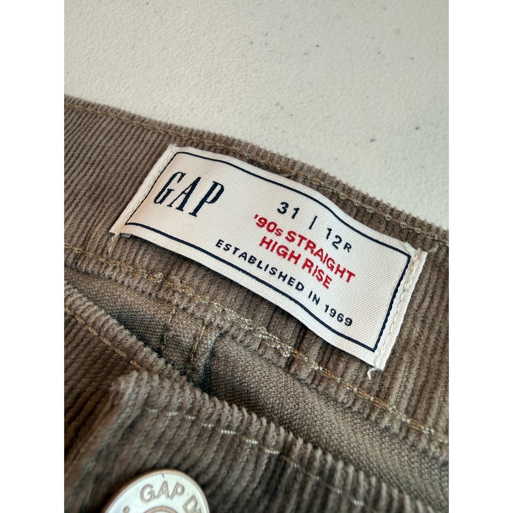 Gap 90s Straight High Rise Corduroy Pants Plymouth Rock Brown 31/12R 484873-00 - Picture 3 of 9